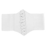 Maxbell Women Lady Fashion Wide Elastic Buckle Stretch Corset Waistband Waist Shaping Belt White - Aladdin Shoppers