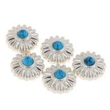 Maxbell Phenovo 5x NO-SEW Metal Blue Stone Flower Tack Snap Studs Buttons Fasteners - Aladdin Shoppers