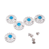 Maxbell Phenovo 5x NO-SEW Metal Blue Stone Flower Tack Snap Studs Buttons Fasteners - Aladdin Shoppers