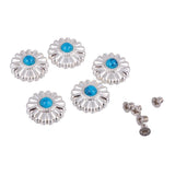 Maxbell Phenovo 5x NO-SEW Metal Blue Stone Flower Tack Snap Studs Buttons Fasteners - Aladdin Shoppers