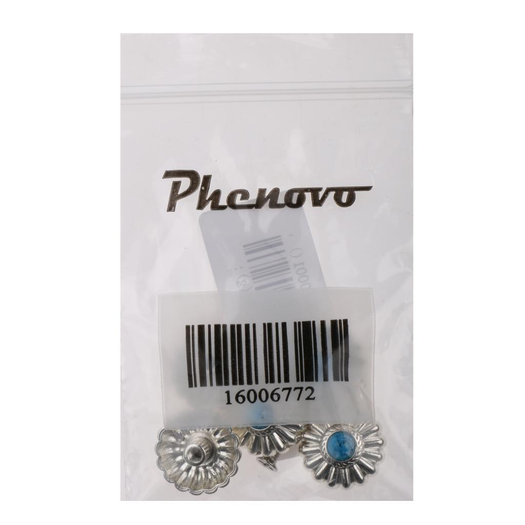 Maxbell Maxbell Phenovo 5x NO-SEW Metal Blue Stone Flower Tack Snap Studs Buttons Fasteners
