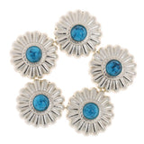Maxbell Phenovo 5x NO-SEW Metal Blue Stone Flower Tack Snap Studs Buttons Fasteners - Aladdin Shoppers