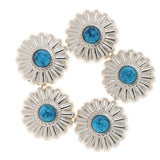 Maxbell Phenovo 5x NO-SEW Metal Blue Stone Flower Tack Snap Studs Buttons Fasteners - Aladdin Shoppers
