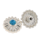 Maxbell Phenovo 5x NO-SEW Metal Blue Stone Flower Tack Snap Studs Buttons Fasteners - Aladdin Shoppers