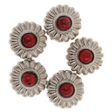 Maxbell Phenovo 5x NO-SEW Metal Red Stone Flower Tack Snap Studs Buttons Fasteners - Aladdin Shoppers