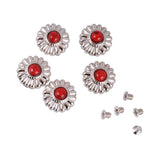 Maxbell Phenovo 5x NO-SEW Metal Red Stone Flower Tack Snap Studs Buttons Fasteners - Aladdin Shoppers