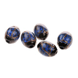 Maxbell Phenovo 5 pcs Oval Handmade Lampwork Gold Sand Beads Jewelry Making-Blue - Aladdin Shoppers