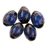 Maxbell Phenovo 5 pcs Oval Handmade Lampwork Gold Sand Beads Jewelry Making-Blue - Aladdin Shoppers