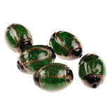 Maxbell Phenovo 5 pcs Oval Handmade Lampwork Gold Sand Beads Jewelry Making-Green - Aladdin Shoppers