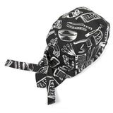 Maxbell 2 Pieces Kitchen Catering Chef Skull Cap Tie Back Pirate Hat Headwrap Unisex