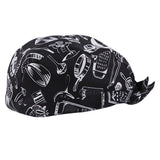 Maxbell 2 Pieces Kitchen Catering Chef Skull Cap Tie Back Pirate Hat Headwrap Unisex