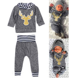 Maxbell New Baby Boy Long Sleeve Elk Pattern T-shirt+Pant 2pcs Outfit Set 100cm - Aladdin Shoppers