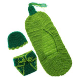 Maxbell Newborn Baby Girls Boys Crochet Knit Costume Photo Photography Prop Set Sleeping Bag Green - Aladdin Shoppers