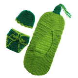 Maxbell Newborn Baby Girls Boys Crochet Knit Costume Photo Photography Prop Set Sleeping Bag Green - Aladdin Shoppers