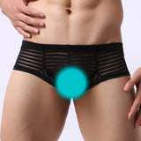 Maxbell Sexy See Through Stripe Boxer Briefs U Convex Underwear for Men M Black - Aladdin Shoppers