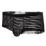 Maxbell Sexy See Through Stripe Boxer Briefs U Convex Underwear for Men M Black - Aladdin Shoppers