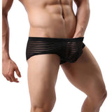 Maxbell Sexy See Through Stripe Boxer Briefs U Convex Underwear for Men M Black - Aladdin Shoppers