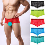 Maxbell Sexy See Through Stripe Boxer Briefs U Convex Underwear for Men L Black - Aladdin Shoppers