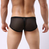 Maxbell Sexy See Through Stripe Boxer Briefs U Convex Underwear for Men L Black - Aladdin Shoppers