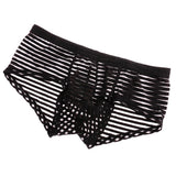 Maxbell Sexy See Through Stripe Boxer Briefs U Convex Underwear for Men L Black - Aladdin Shoppers