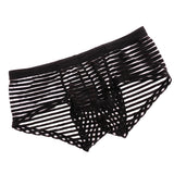 Maxbell Sexy See Through Stripe Boxer Briefs U Convex Underwear for Men L Black - Aladdin Shoppers