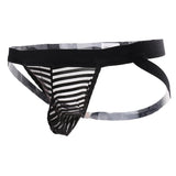 Maxbell Mens Sexy Sheer Striped Briefs Underwear Panties G-string T-back L Black - Aladdin Shoppers