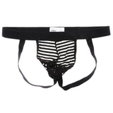 Maxbell Mens Sexy Sheer Striped Briefs Underwear Panties G-string T-back L Black - Aladdin Shoppers