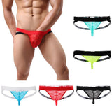 Maxbell Mens Sexy Sheer Striped Briefs Underwear Panties G-string T-back L Black - Aladdin Shoppers