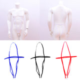 Maxbell Maxbell Sexy Men Halter Snap Chest Harness Underwear Bodysuit Clubwear Costume Blue