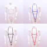 Maxbell Maxbell Sexy Men Halter Snap Chest Harness Underwear Bodysuit Clubwear Costume Blue
