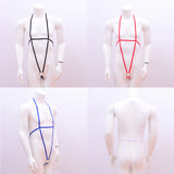 Maxbell Maxbell Sexy Men Halter Snap Chest Harness Underwear Bodysuit Clubwear Costume Blue