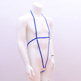 Maxbell Maxbell Sexy Men Halter Snap Chest Harness Underwear Bodysuit Clubwear Costume Blue