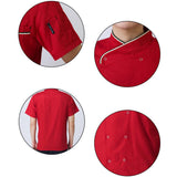 Maxbell 2Pcs Unisex Short Sleeve Chef Jacket Restaurant Cook Uniform 3XL Black+Red