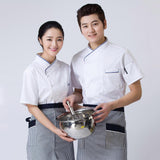 Maxbell 2Pcs Unisex Short Sleeve Chef Jacket Restaurant Cook Uniform 3XL Black+Red