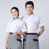 Maxbell 2Pcs Unisex Short Sleeve Chef Jacket Restaurant Cook Uniform 3XL Black+Red