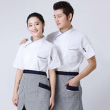 Maxbell 2Pcs Unisex Short Sleeve Chef Jacket Restaurant Cook Uniform 3XL Black+Red