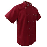 Maxbell 2Pcs Unisex Short Sleeve Chef Jacket Restaurant Cook Uniform 3XL Black+Red