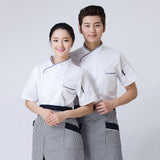 Maxbell 2Pcs Unisex Short Sleeve Chef Jacket Restaurant Cook Uniform 3XL Black+Red