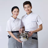 Maxbell 2Pcs Unisex Short Sleeve Chef Jacket Restaurant Cook Uniform 3XL Black+Red
