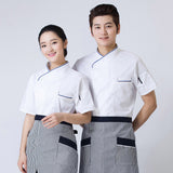 Maxbell 2Pcs Unisex Short Sleeve Chef Jacket Restaurant Cook Uniform 3XL Black+Red
