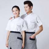 Maxbell 2Pcs Unisex Short Sleeve Chef Jacket Restaurant Cook Uniform 3XL Black+Red