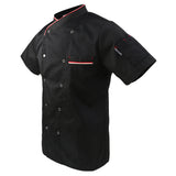 Maxbell 2Pcs Unisex Short Sleeve Chef Jacket Restaurant Cook Uniform 3XL Black+Red