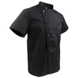 Maxbell Men Women Double Breasted Short Sleeve Chef Coat Restaurant Cook Uniform L Black Short Sleeve - Aladdin Shoppers