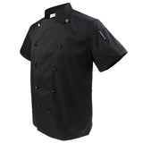 Maxbell Men Women Double Breasted Short Sleeve Chef Coat Restaurant Cook Uniform L Black Short Sleeve - Aladdin Shoppers