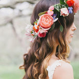 Maxbell 12 Pcs Girls Bohemian Floral Garlands Bride Flower Crown Hairbands Wreath