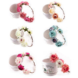 Maxbell 12 Pcs Girls Bohemian Floral Garlands Bride Flower Crown Hairbands Wreath
