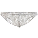 Maxbell Sexy Mens Low-rise Transparent Panties Lace Hipsters G-String L Grey - Aladdin Shoppers