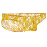 Maxbell Sexy Mens Low-rise Transparent Panties Lace Hipsters G-String L Yellow - Aladdin Shoppers