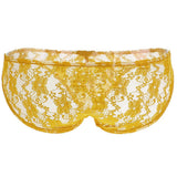 Maxbell Sexy Mens Low-rise Transparent Panties Lace Hipsters G-String L Yellow - Aladdin Shoppers