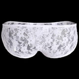 Maxbell Sexy Mens Low-rise Transparent Panties Lace Hipsters G-String M White - Aladdin Shoppers